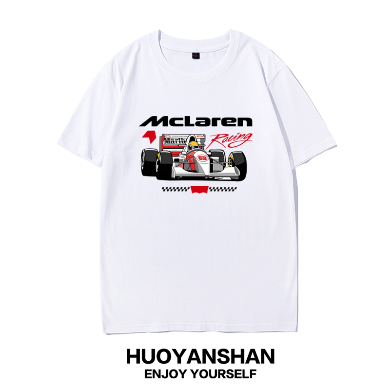 Mclaren Mp4 Short-Sleeve Unisex Trendy Brand Pure Cotton Racing Sports Couple T-Shirt Casual Oversized F1 Half-Sleeve Summer