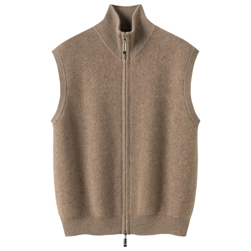 Fashionable Zipper Cashmere Vest for Women, Cardigan Outerwear, New Autumn and Winter Sleeveless Vest, Minimalist Style Knitted Vest Fashionable Zipper Cashmere Vest for Women, Cardigan Outerwear, New Autumn and Winter Sleeveless Vest, Minimalist Style Knitted Vest