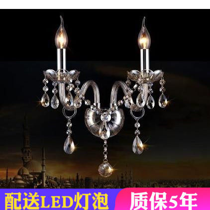 European Candle Crystal Lamp Wall Lamp Living Room Bedroom Bedside Aisle Hotel Engineering Crystal Wall Lamp Modern Simple