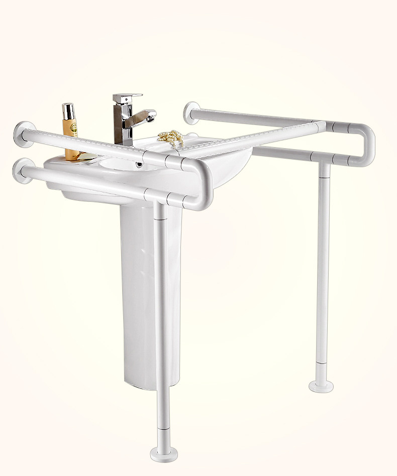 (Chengdu shipping) disabled barrier-free upright post basin armrest stainless steel washbasin anti-slip floor punching-Taobao