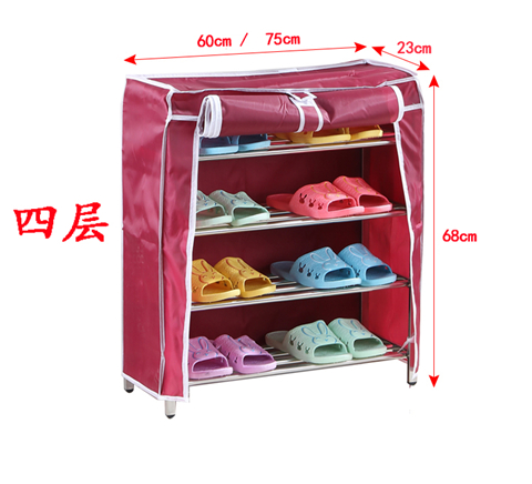 Kệ giày inox nhiều lớp đơn giản Giày gia dụng kệ kinh tế phòng ngủ đa năng Oxford vải chống bụi giá giày - Kệ kệ để đồ bằng gỗ