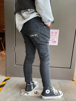 Boys small feet Skinny version denim Jeans Elastic Pants 2024 Spring loaded pencil Baby small CUHK trendy trousers