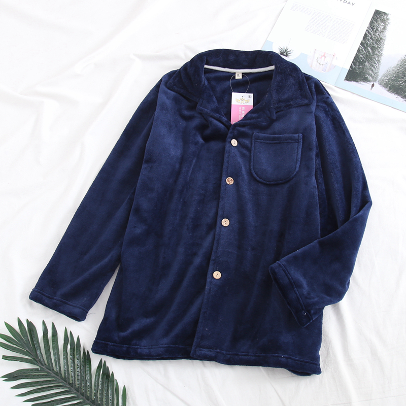 Đồ ngủ nam đơn mảnh flannel ngọn mùa thu và mùa đông kích thước lớn lỏng lẻo của nam cộng với nhung ấm san hô lông cừu dịch vụ nhà shop thời trang nữ
