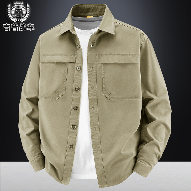 Workwear All-Cotton Outdoor Multi-Pocket Long-Sleeve Shirt for Men 2026 Spring and Summer Thin Jeep Tank Casual Shirt Trendy Workwear All-Cotton Outdoor Multi-Pocket Long-Sleeve Shirt for Men 2026 Spring and Summer Thin Jeep Tank Casual Shirt Trendy