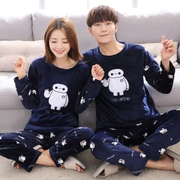 Kích thước lớn mùa thu và mùa đông dày san hô lông cừu vài bộ đồ ngủ nam và nữ ấm flannel dịch vụ nhà thể thao phiên bản Hàn Quốc thiết lập