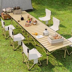 Outdoor Folding Table and Chairs, Egg Roll Table, Portable Picnic Camping Table, Ultra-Light Table and Chair Equipment Set