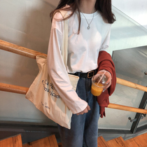 Long sleeve white T-shirt female spring and autumn 2021 New Korean fashion style Foreign style base shirt with loose Joker jacket