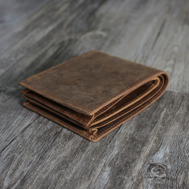 Informant Crazy Horse Leather Simple Short Wallet First Layer Cowhide Vintage Unisex Large Capacity Card Holder Wallet Genuine Leather