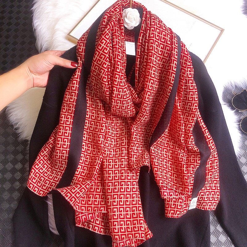 Luxe new sunscreen silk scarf cotton linen feel beach towel shawl scarf