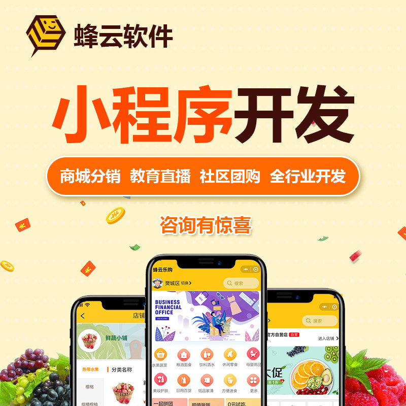 WeChat Small Program Development Public Number Distributor City Custom Community Group Purchase Co-City Takeaway Education APP Development-Taobao