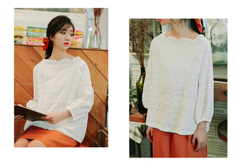 Thiết kế mùa thu cảm nhận một chiếc áo sơ mi voan ren trắng nhỏ nước ngoài nhỏ sơ mi búp bê tươi nữ dài tay siêu cổ tích