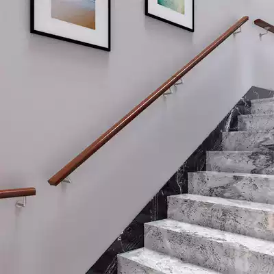 Solid wood stair handrail platform guardrail indoor fence wooden column painted beech wood against the wall handrail bay window railing