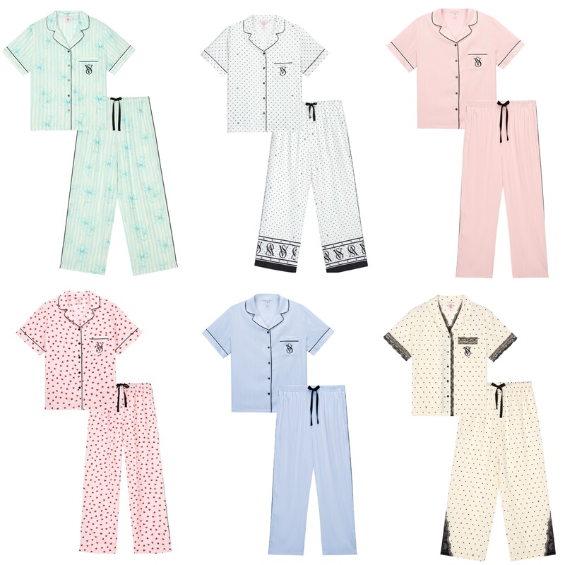 Spring and Summer New Arrivals Victoria's Secret Short-Sleeved Printed Comfortable Loungewear Pajama Set, Same Style as Yang Mi