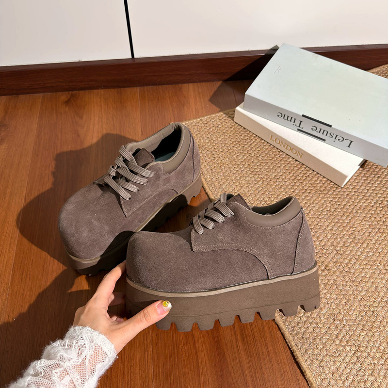 Italian Sanli~ Lace-Up Capybara Bread Shoes for Women, Thick-Soled Platform Shoes for Petite Individuals, Height-Increasing Toast Birkenstock Shoes