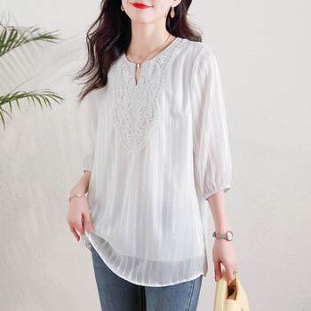 Lingmo 2025 ພາກຮຽນ spring ໃຫມ່ໃສ່ເສື້ອ chiffon ກວມເອົາທ້ອງສໍາລັບແມ່ຍິງ