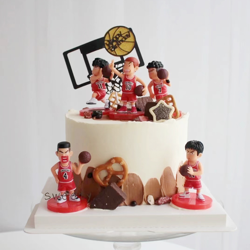 Baking Cake Decoration Dunk Basketmaster Cherry Wood Flower Dau Red Clothes Paparazzi cartoon Cartoon Basketball Boy Doll Costume-Taobao