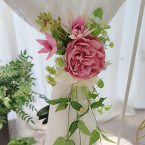 High-end European-style curtain straps bandage ties on simulated floral gauze curtains nail-free French bedroom laces