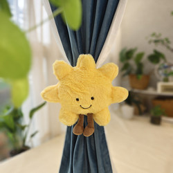 Moon and Sun Curtain Tiebacks, Cartoon Plush Handmade Skin-Friendly Sheer Curtain Decorative Buckles, Modern Decoration Scene Arrangement