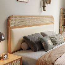 Solid wood bed modern minimalist 1 8m rattan bed master bedroom retro bed double master bedroom 2m x 2m large bed solid wood color