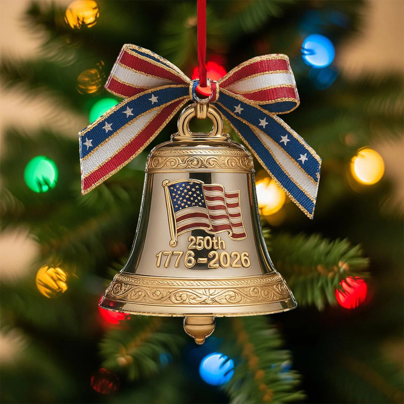 Cross-Border Hot-Selling New Product: American 250Th Anniversary Commemorative Clock-Shaped Flat Acrylic Decoration Christmas Tree Car Hanging Ornament