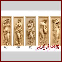 Meteor shower sandstone relief figure sculpture bathing girl figure glass steel sandstone background wall Hotel Villa home decoration materials
