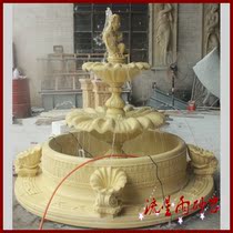Sandstone relief shell fountain Sandstone FRP sculpture Garden flower pot Villa hotel fountain decoration materials