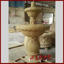  Sandstone relief water fountain water bowl Garden landscape sculpture FRP villa fountain water dish 2-story fountain decoration