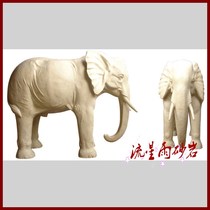 Sandstone relief round sculpture Elephant water spray garden sandstone glass fiber reinforced plastic Hotel Villa home decoration materials