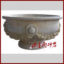 Sandstone relief flower pot flower bowl City garden Sandstone sculpture FRP hotel villa home decoration decoration materials