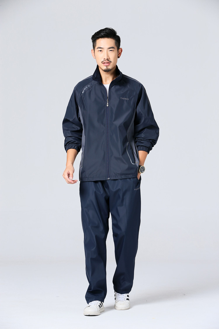Polyester lỏng dài tay quần thể thao phù hợp với nam giới mùa xuân và mùa thu chạy giản dị mặc màu xanh lá cây giữa và già tuổi kích thước lớn phần mỏng bộ thể thao adidas