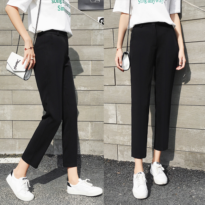 Summer Korean version thin Snow spinning women 90% Pants OL Pro High Waist Straight Cylinder Casual Smoke Pipe Pants Loose Western Clothing Pants