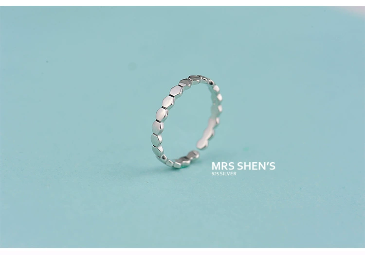 Bà Yu 925 sterling bạc lục giác châu Âu và Mỹ hàn vòng mở nữ đơn giản gợi cảm đa năng tay a nhẫn đôi đẹp