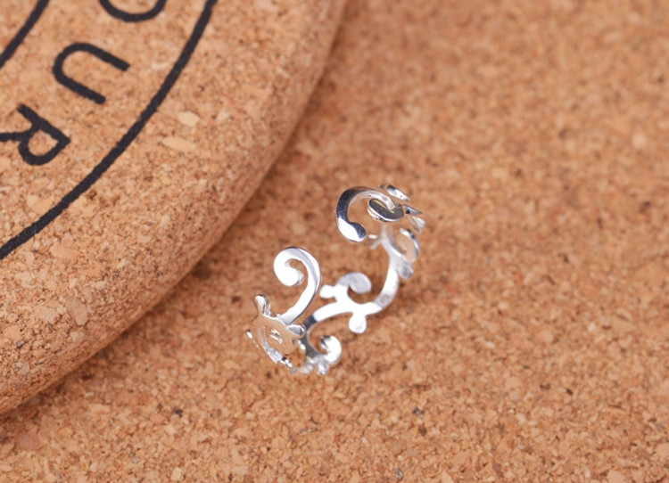 Phiên bản Hàn Quốc của nhẫn S925 sterling bạc Xiangyun nhẫn hoa rỗng Nhật Bản và Hàn Quốc tươi mới và sành điệu nhan vang