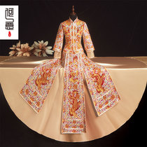 Xiuhe clothing bride 2021 New Dragon and Phoenix coat champagne golden winter Chinese wedding dress wedding dress female wedding dress