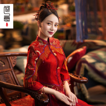 Xiuhe clothing 2021 Winter thin bride wedding show kimono Chinese bridal clothes pleated skirt wedding dress toast women