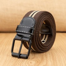 Canvas belt mens trendy new Korean version versatile porous belt female students young people thickened and long belt