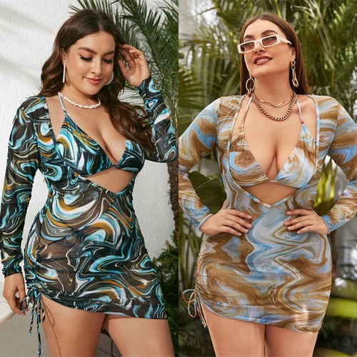 Сексуальный купальник, зимний комплект, вставки в бюстгальтер, европейский стиль, большой размер, 3 предмета