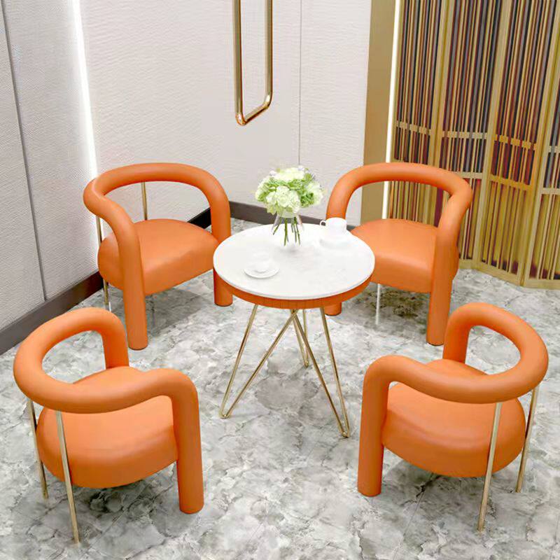 Nordic shaped chair curved armrest single sofa chair modern leisure light luxury business negotiation reception table and chair combination