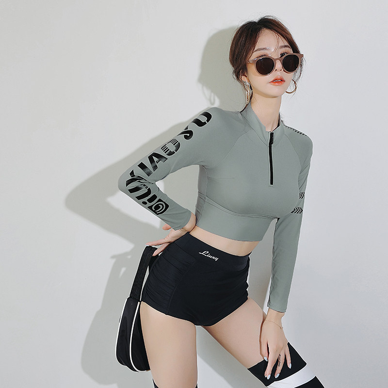 Mori series soaking bath suit high waist pants super slim slim slim fast dry swimsuit female college student fitness sports surf swimsuit