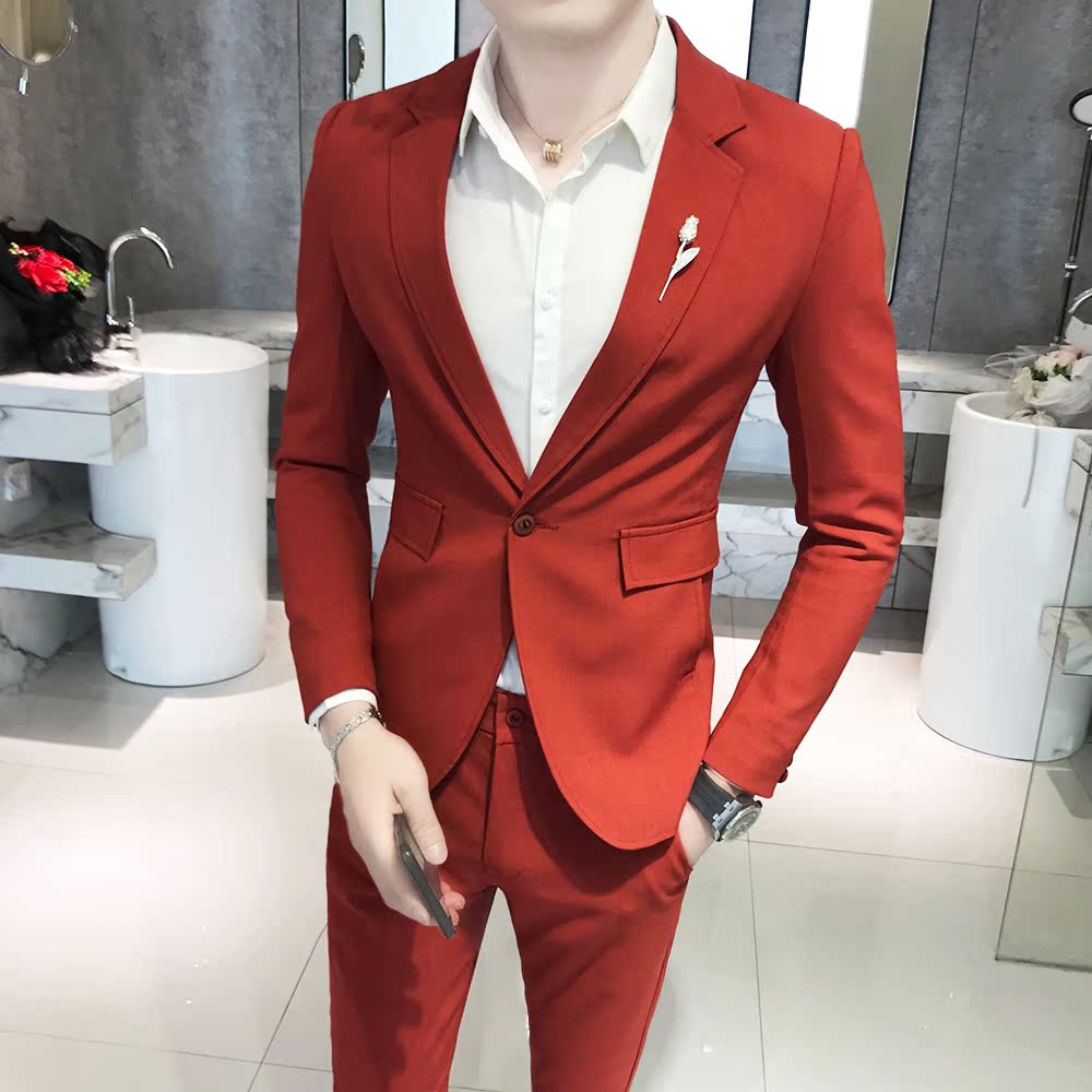 Suit phù hợp với nam chú rể cắt phù dâu hát chiếc váy cửa hàng đêm tân hôn để làm việc Hàn Quốc phiên bản đẹp trai phù hợp với hai mảnh thiết triều nam