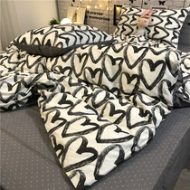 Italian IMOM Art Hand Painted Wind Full Cotton Four Pieces Large Loving Home Double Pure Cotton Linen Three Sets