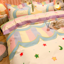 Italy IMOM Korean style pure cotton bed with supplies four pieces 100 All cotton Princess Wind bed sheet Three sets Quilt cover 4