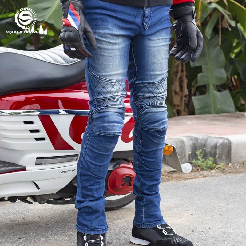 Starkman rider riding pants male locomotive anti-fall belt guard protective denim wear resistant locomotive Leisure Four Seasons