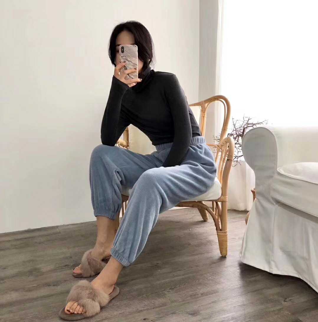 Mùa thu đông mới nhà bà lười nhà san hô nhung ấm quần ấm đơn giản cổ tích nhỏ thoải mái thả lỏng đôi ngủ quần đũi nam cao cấp