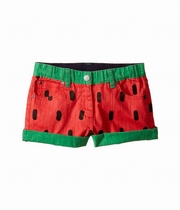 British fashion Watermelon print embroidery folding feet girls shorts