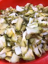 Wenzhou specialty Yueqing Liushis own marinated Bergamot slices Mustard slices vegetable stems 500g sour and crispy