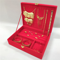 National high quality big red flocking gold double bracelet multi-piece set box Dowry wedding box Jewelry box