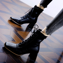 Rough Heel Martin Boots Woman 2022 Autumn Winter New Square Head 100 Hitch Fashion Slim Boots Children High Heel Short Boots Woman