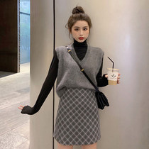 Europe station 2020 autumn new socialite temperament small man thin and tall two-piece suit skirt womens fashion foreign style