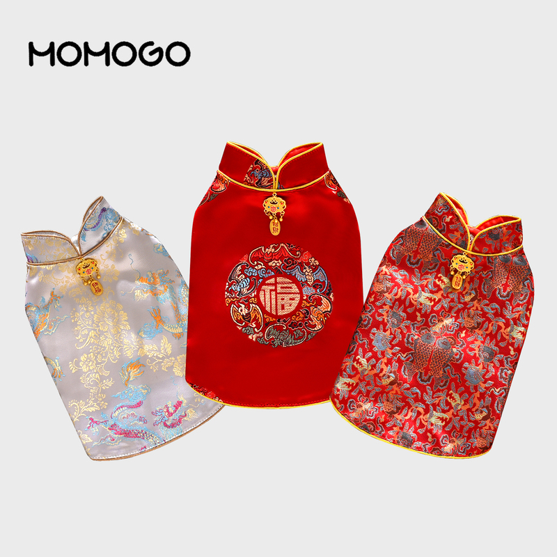 Puppy and Cat Tang Suit for New Year, Spring and Summer Pet Clothes, Chinese-Style Hanfu, Bichon, Teddy, Chinese-Style Wedding Dress